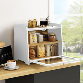 Goozii bread box side view featuring ventilation gap for moisture control.