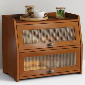 Goozii wooden bread box with ventilation keeps bread fresh longer.