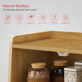 Goozii bamboo bread box on a stylish kitchen counter decor.