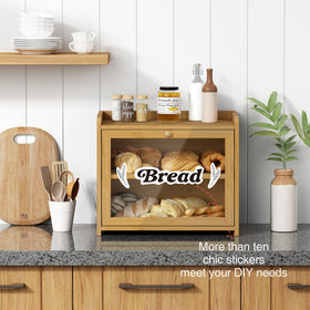 Goozii bamboo bread box magnetic latch keeps the lid secure.
