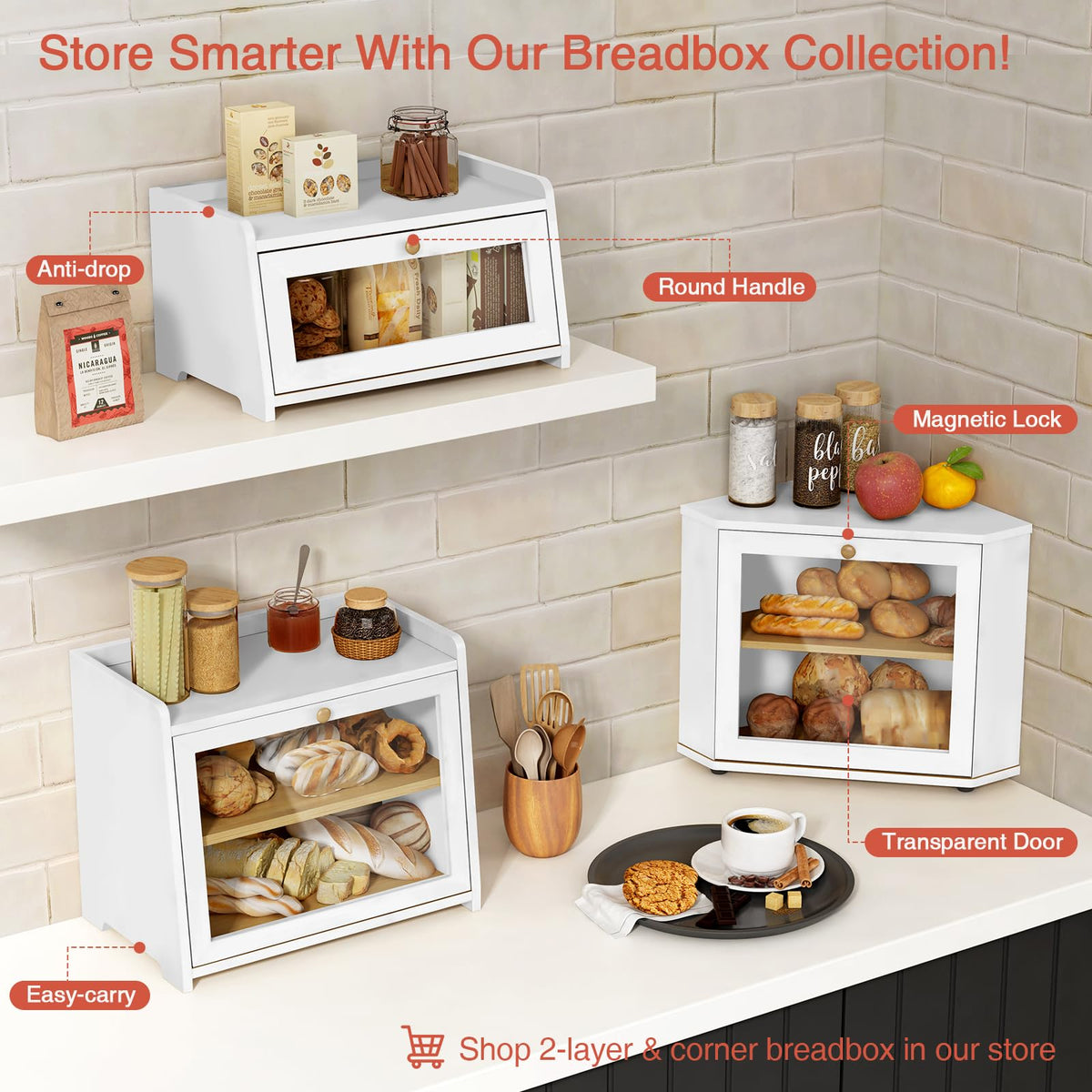 Goozii bread box clear window lets you check contents at a glance.