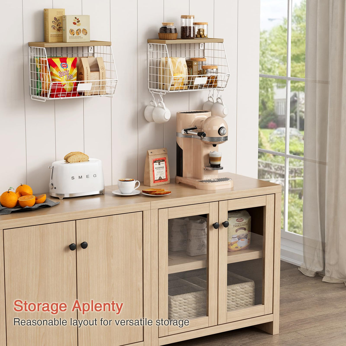 Goozii countertop fruit basket with lid adds extra top storage space
