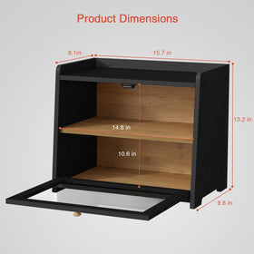 Goozii double layer bread box side view for compact counter footprint.