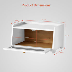 Goozii bread box with top shelf for extra counter storage.
