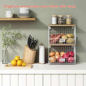 Goozii wall-mount fruit basket with shelf keeps items reachable and organized