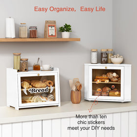 Goozii white bread box acrylic window and wood handle keep contents visible