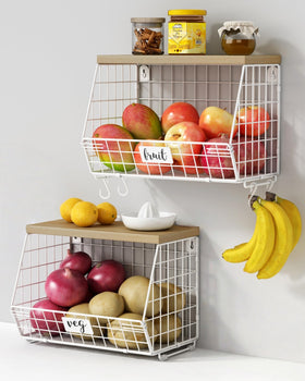 Goozii white fruit basket set 2 on countertop for neat produce storage