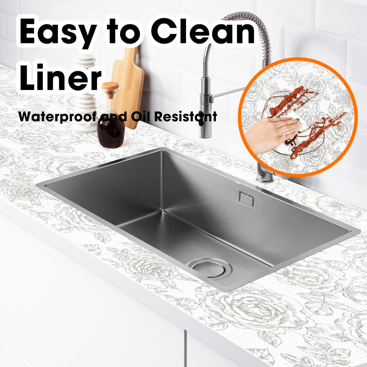 GOPAS waterproof liner cleans easily and resists oil spills.