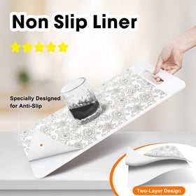 GOPAS non-slip cabinet liner grips shelves securely to prevent sliding.