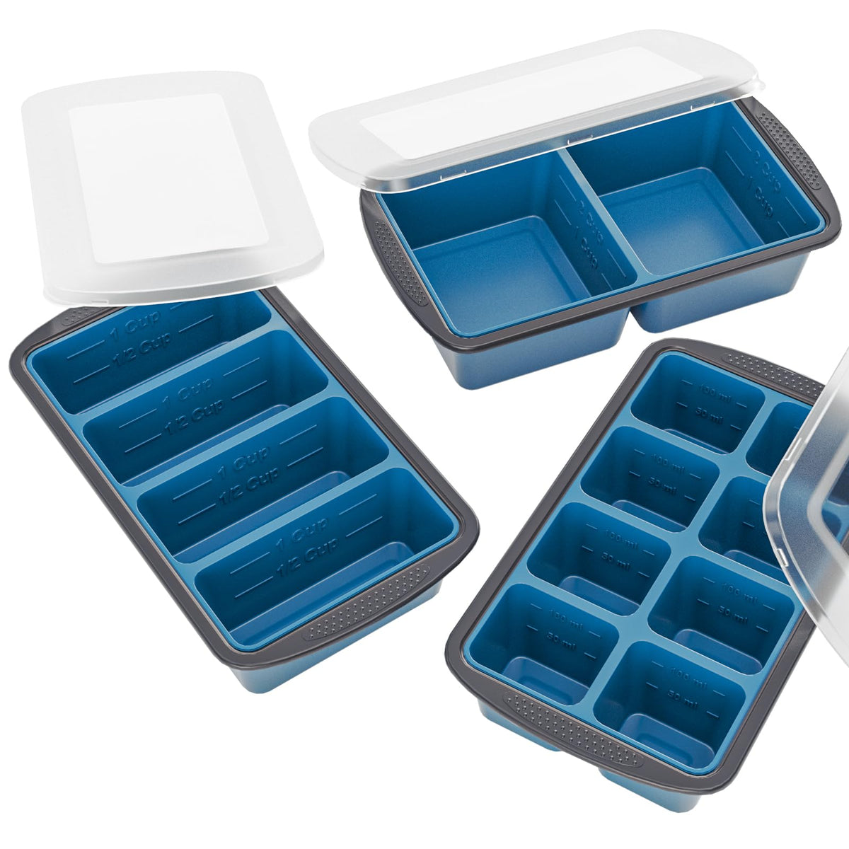 GORCI silicone freezer trays with lids in a 3-pack for precise portions