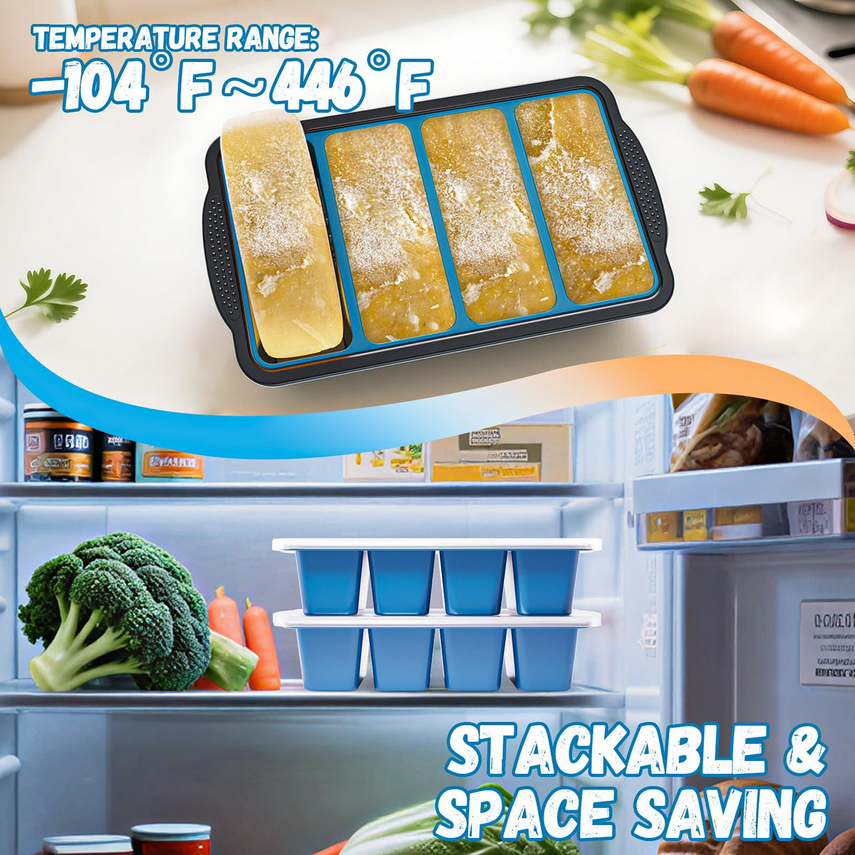 GORCI two-cup portion tray for batch freezer meals and stock