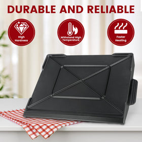 GORGERILA cast-iron griddle with matte enamel reduces sticking and eases cleaning