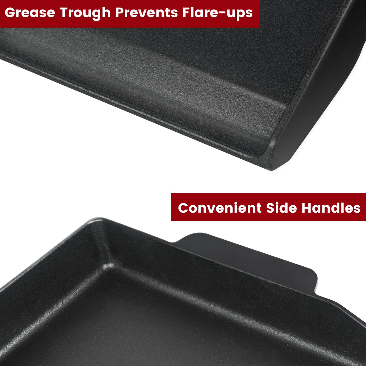 GORGERILA griddle bottom reinforced design prevents deformation during heavy grilling