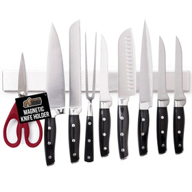 GORILLA GRIP 14-inch magnetic knife holder mounted on wall for easy tool access.