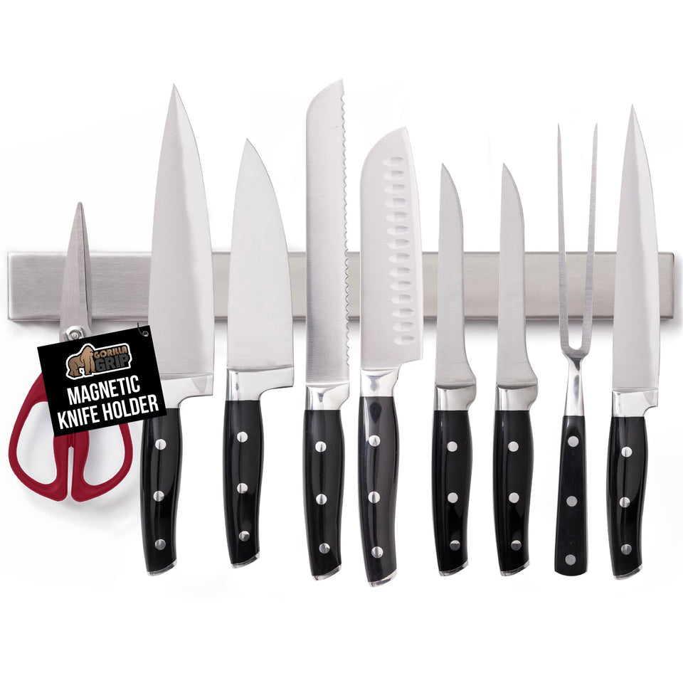 GORILLA GRIP 16-inch knife holder mounted on wall for secure kitchen organization