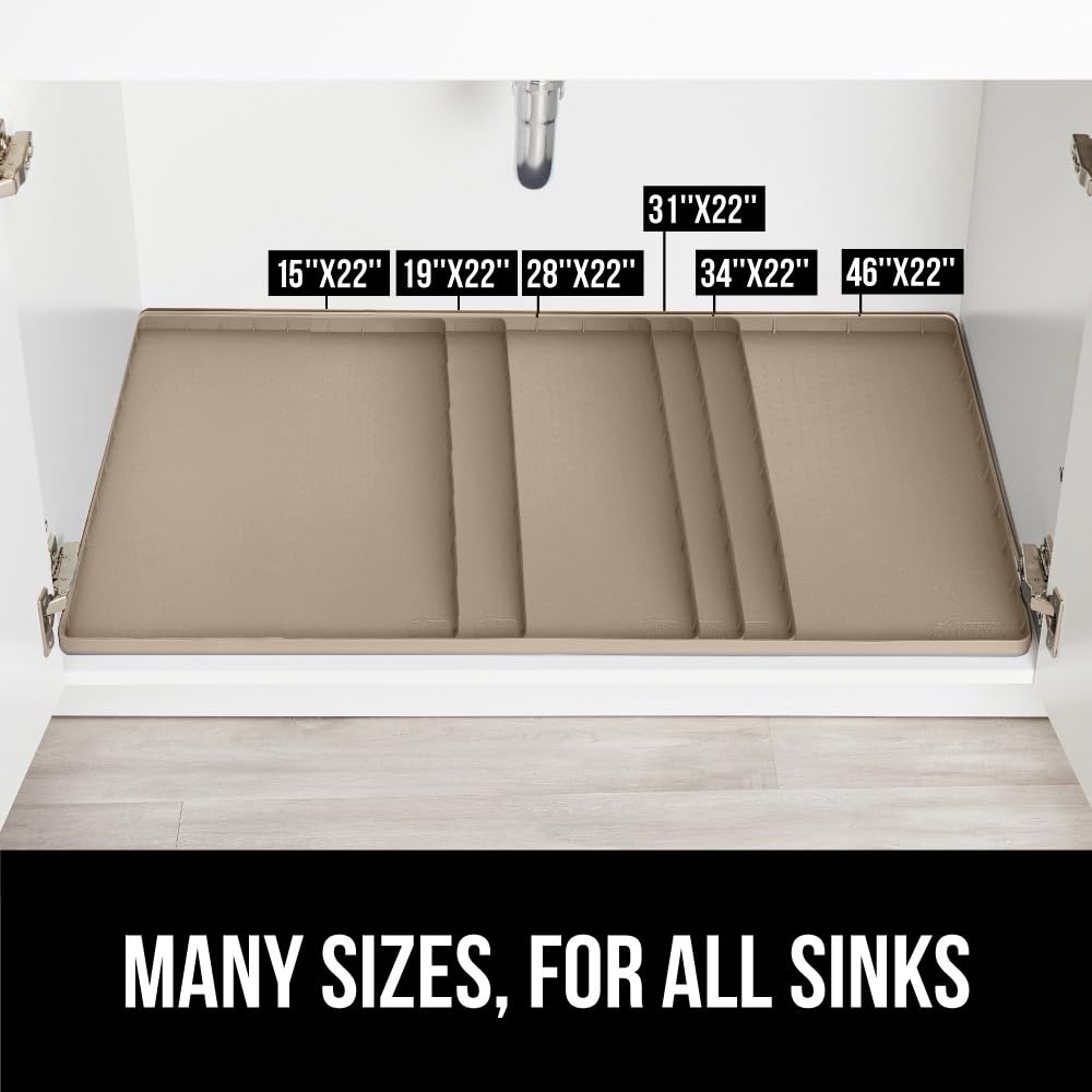 19x22-inch GORILLA GRIP under-sink mat fits standard cabinets