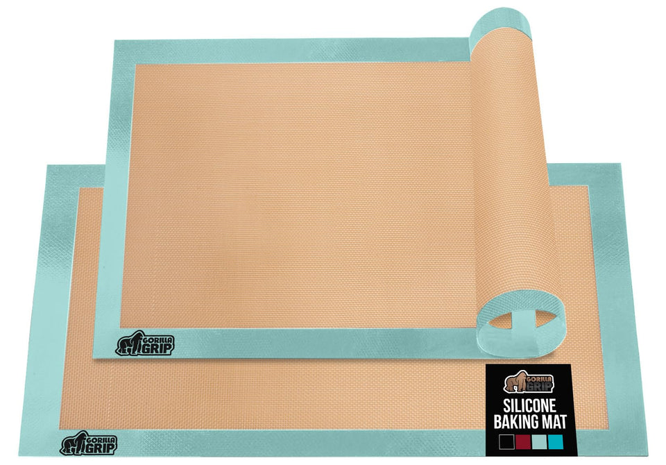Gorilla Grip baking mat quarter sheet mint with nonstick surface for easy food release.
