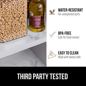 GORILLA GRIP smooth surface makes cleaning spills effortless.