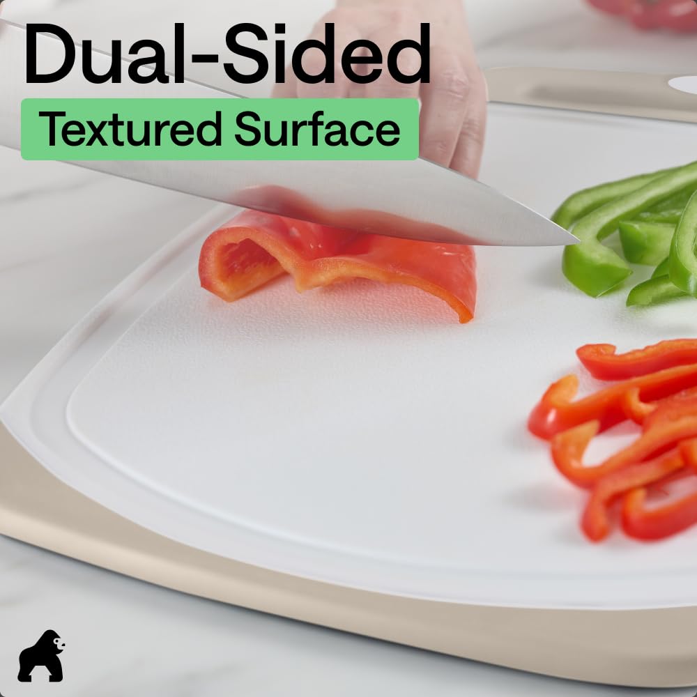 Gorilla Grip almond boards labeled dishwasher-safe for easy cleanup