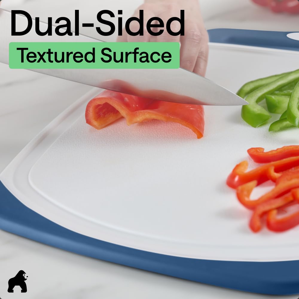 GORILLA GRIP green dishwasher-safe cutting board for quick cleanup.