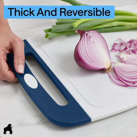 Gorilla Grip reversible design doubles prep surfaces for versatility.
