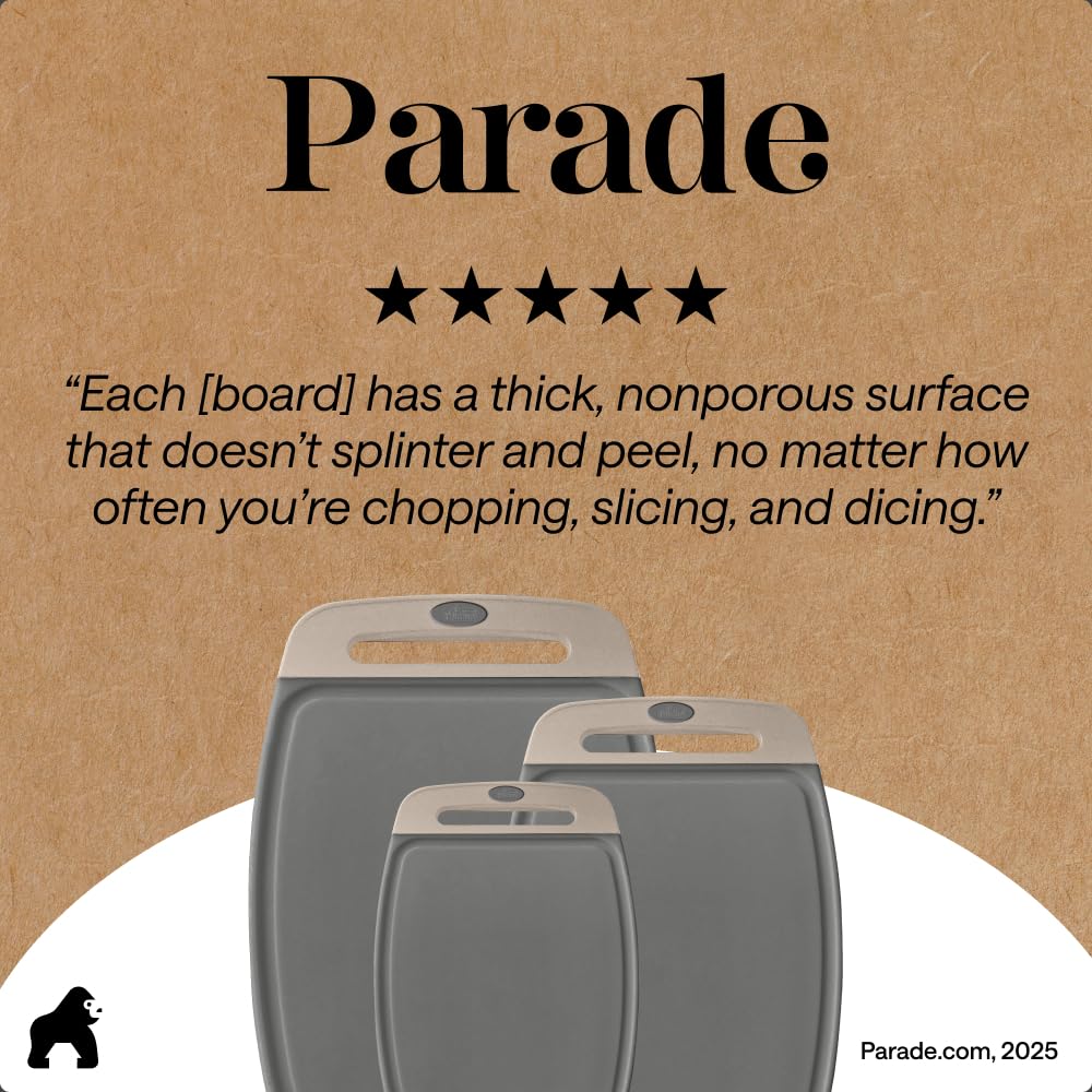 Gorilla Grip gray almond set ideal as stylish charcuterie or prep boards.