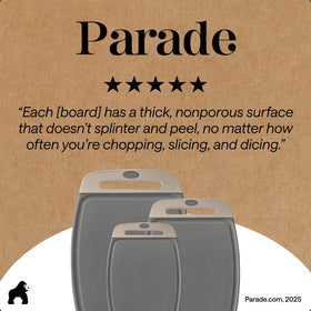 Gorilla Grip gray almond set ideal as stylish charcuterie or prep boards.