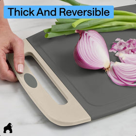 Gorilla Grip dishwasher-safe cutting boards for quick cleanup.