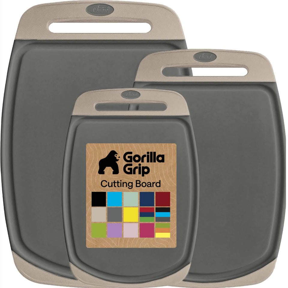 Gorilla Grip BPA-free cutting boards, large top view, durable daily prep.
