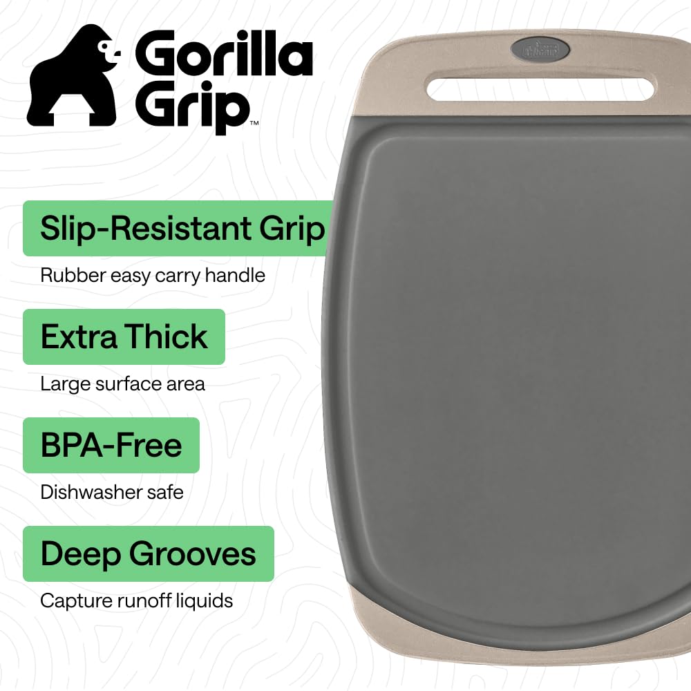 Gorilla Grip set of 3, medium board with nonporous surface for easy washing.