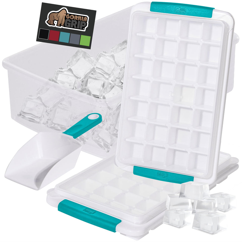 GORILLA GRIP BPA-free easy-release ice tray in turquoise for fast, clean ice release