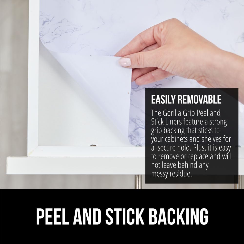 GORILLA GRIP protective liner shields shelves and cabinets from spills.