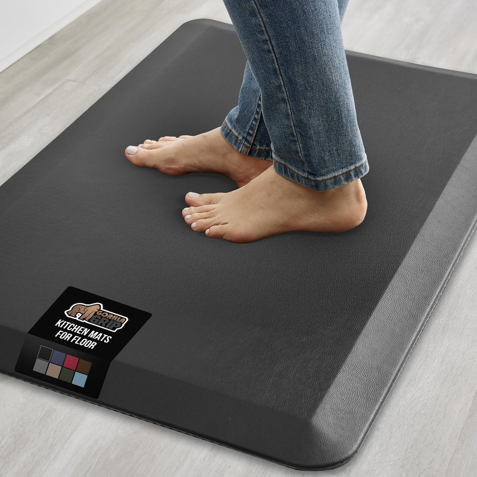 GORILLA GRIP comfortable cushioned kitchen mat top surface supports tired feet during long prep sessions.