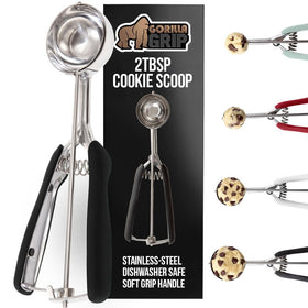 Gorilla Grip cookie scoop 2tbsp for perfectly portioned cookies.
