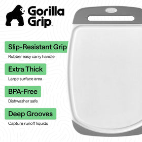 GORILLA GRIP largest cutting board 16x11 with juice grooves for mess containment