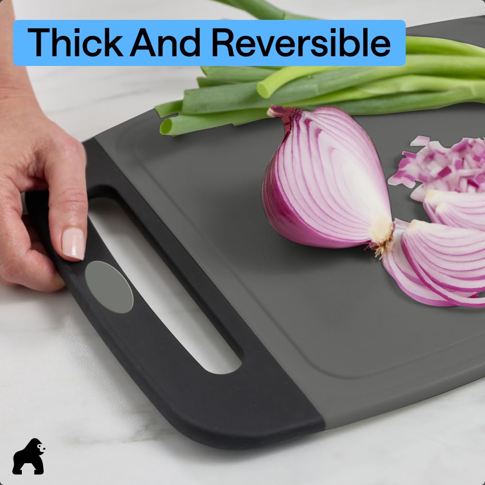GORILLA GRIP medium 13.8x9.6 board fits everyday kitchen prep needs.