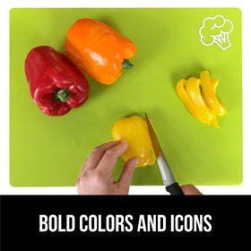 GORILLA GRIP cutting boards measure 15 by 12 inches for versatile recipes.