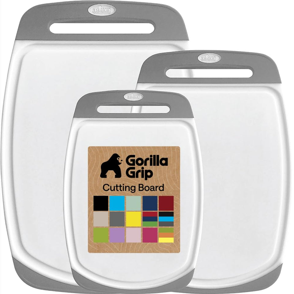 GORILLA GRIP cutting board set of 3 with reversible design for versatile kitchen prep