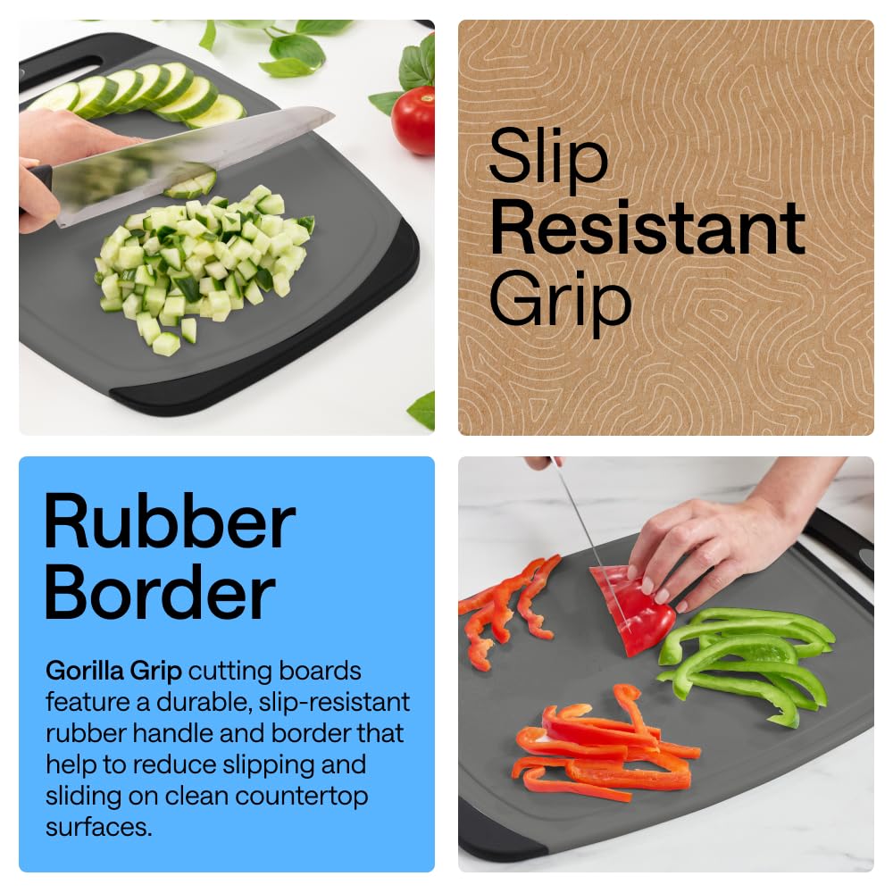 GORILLA GRIP cutting-board slip-resistant border keeps prep steady during chopping.