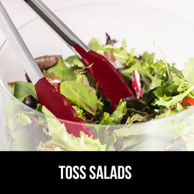 GORILLA GRIP dishwasher-safe tongs for easy cleanup after cooking.