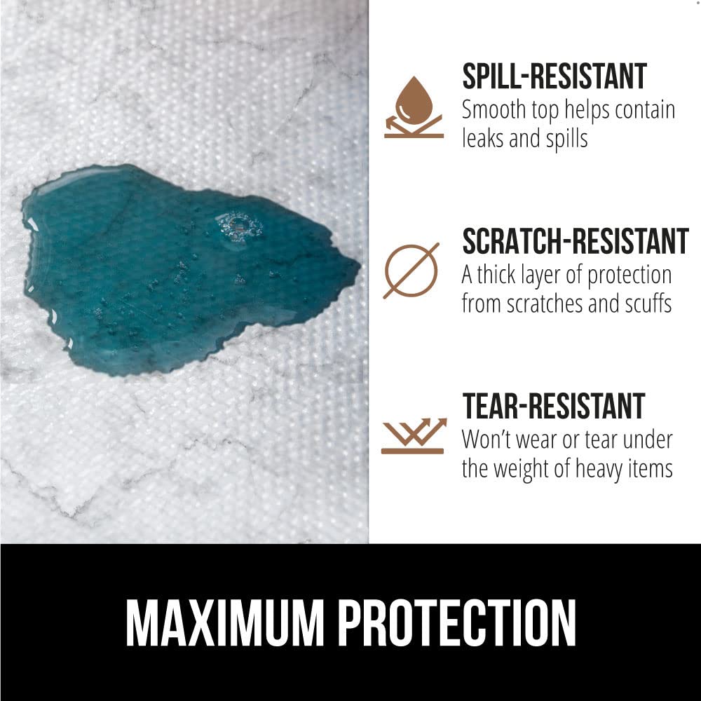 GORILLA GRIP DripGuard liner inside a drawer prevents items from shifting during use.