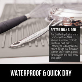 GORILLA GRIP silicone mat with slip-resistant surface on wet counters.