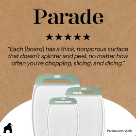 GORILLA GRIP durable kitchen boards remain dishwasher-safe and easy to manage.