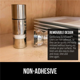 GORILLA GRIP DuraGuard easy-clean liner simplifies maintenance in kitchens and pantries.
