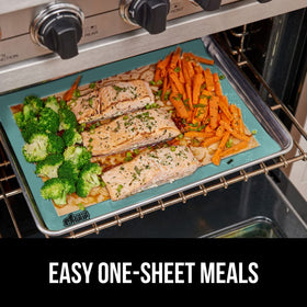 Gorilla Grips easy to clean reusable baking mat keeps pans pristine.