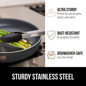 GORILLA GRIP easy-pull-lock tongs store compactly in drawers