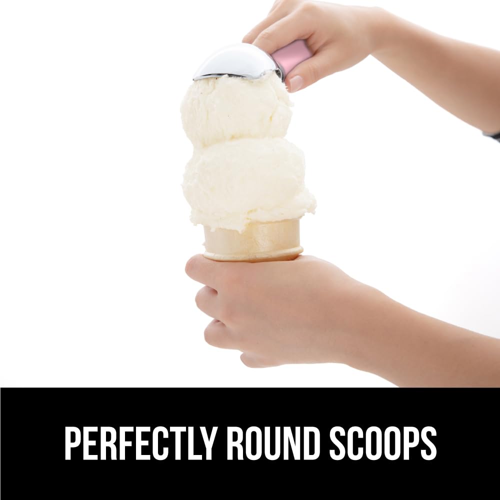 GORILLA GRIP flat-edges and grooves help release ice cream easily from carton.