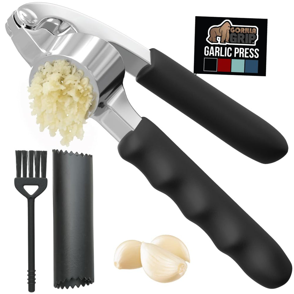 GORILLA GRIP garlic press with oversized-handle for effortless squeezing