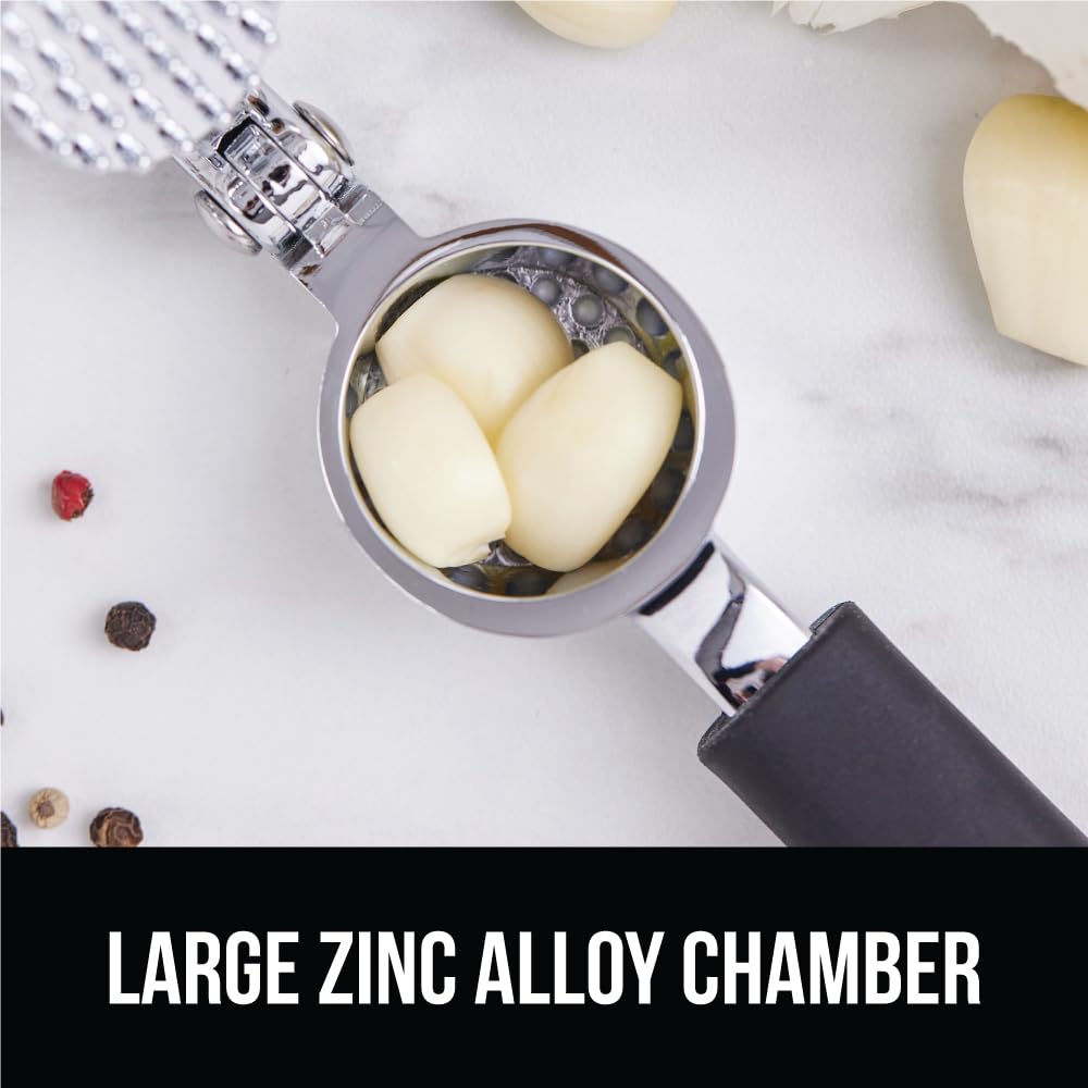 GORILLA GRIP garlic press zinc-alloy chamber for durable crushing
