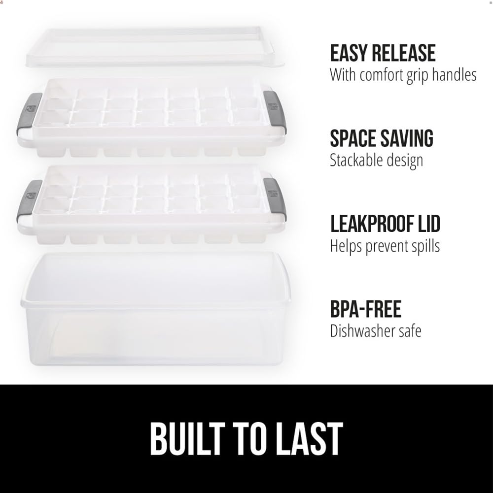 GORILLA GRIP ice bin with trays keeps freezer ice organized and ready